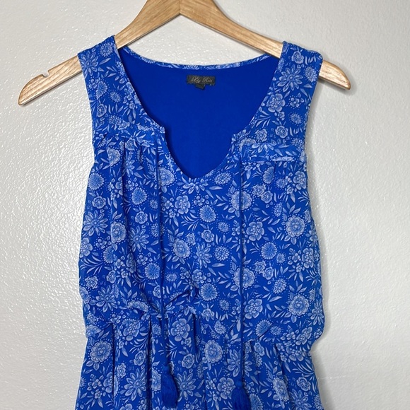 Lily Rose Sleeveless Mini Dress sz Small Blue Floral Pattern - Picture 2 of 5